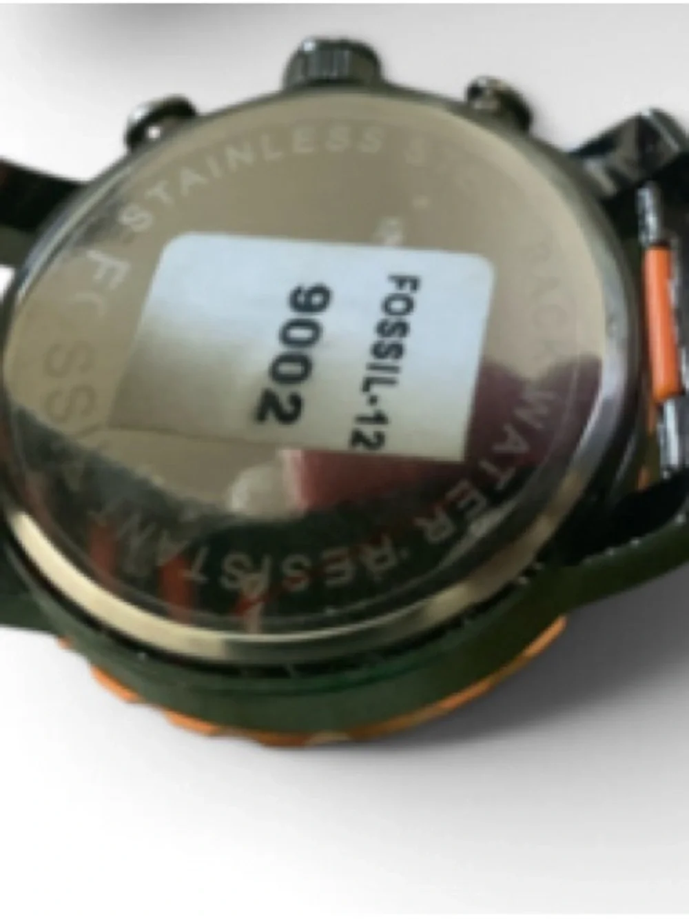 Fossil Orange and Black Link-Style Chronograph Watch